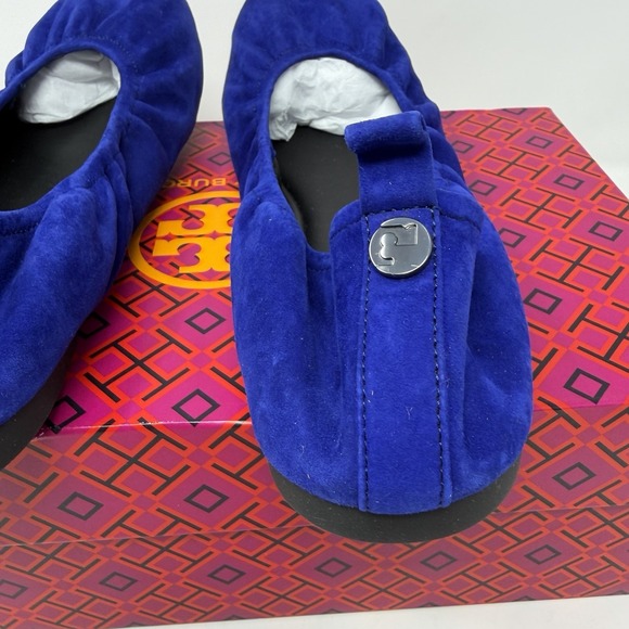 Tory Burch Eddie Ballet 2.0 Suede Flats Dark Indigo 400 Womens Size 9.5 NIB - Picture 3 of 8
